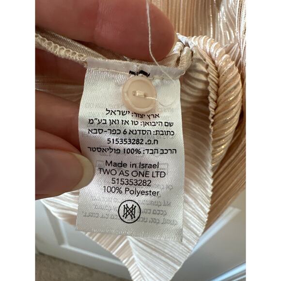 Sabina Musayev Adi Pearl Blush Metallic Pleated Mini Dress Size L - Picture 12 of 13